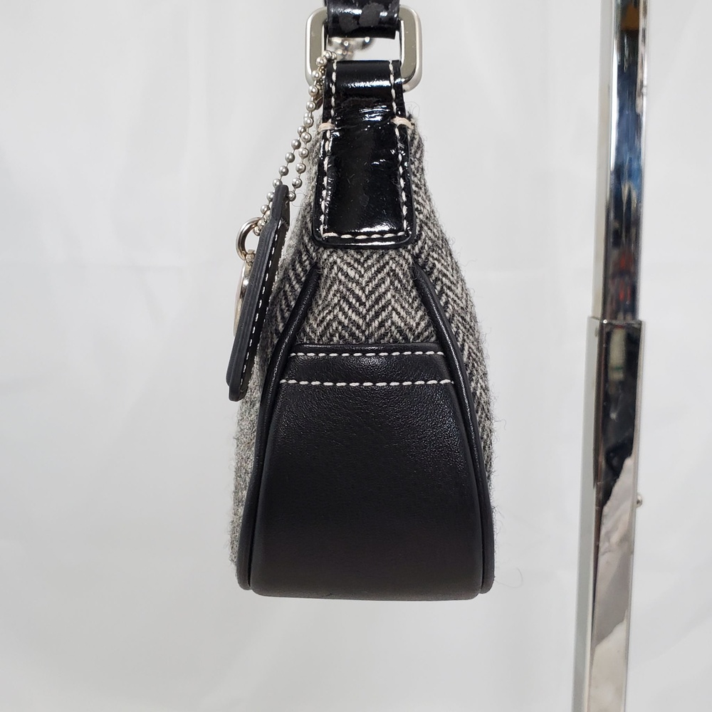 Vintage 2004 Y2K Coach Hamptons Herringbone Wool Leather Shoulder Bag Heart 1406 - Picture 8 of 16